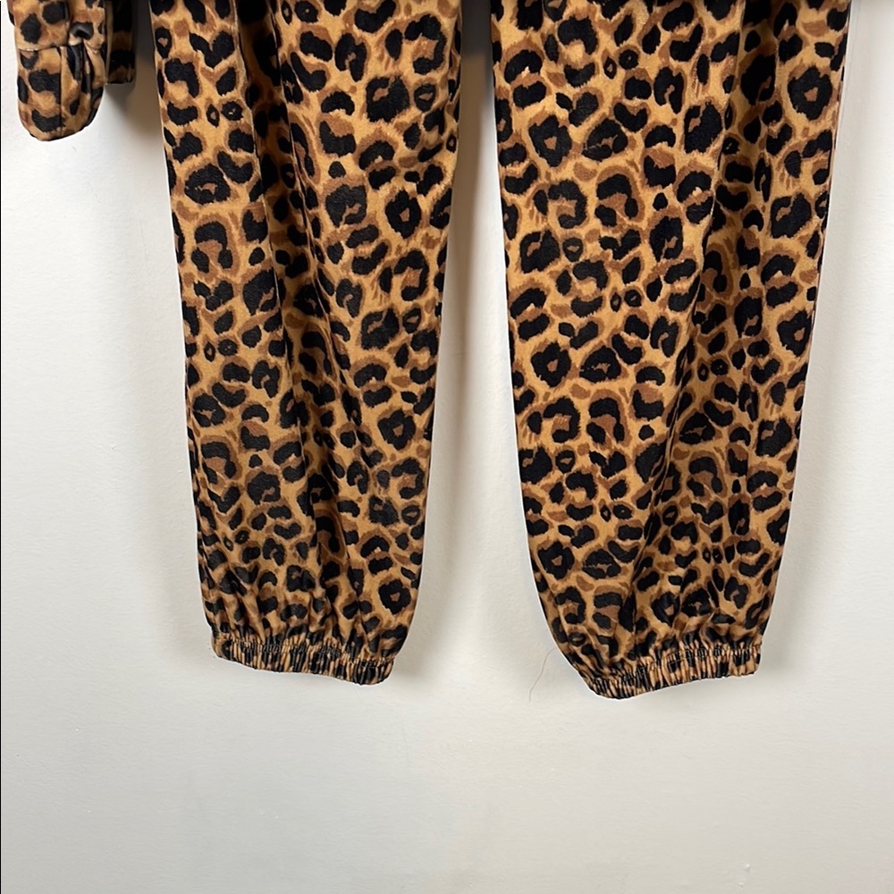 Retro Oyrosy Leopard Print Hooded Sweatshirt And Pant 2 Piece Women M Jogger Set - Picture 7 of 15